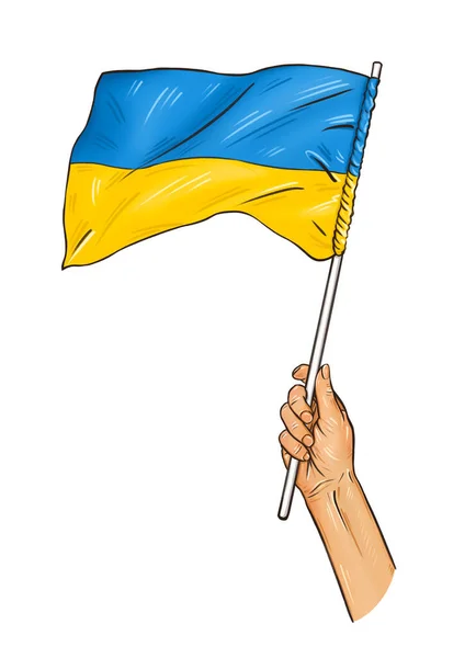 Obrázek Ruky Držící Ukrajinskou Vlajku — Stock fotografie