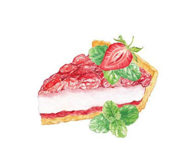 Naneli çilekli pasta dilimi süsledim. Böğürtlenli