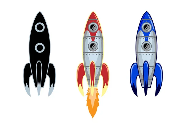 Set Vector Images Rocket Cartoon Template Icon Shape — Stock Vector