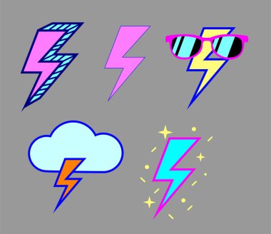 Yıldırımın vektör resimlerinin kümesi 