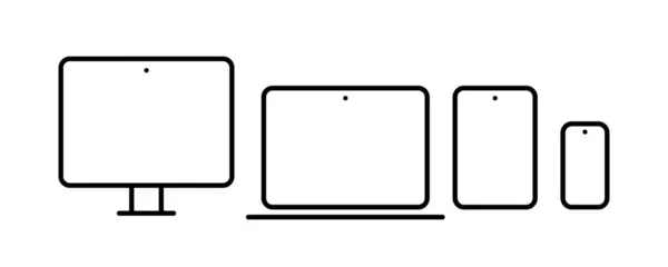 Computer Laptop Tablet Und Smartphone Symbolset Geräteattrappe Vektor Eps Isoliert — Stockvektor