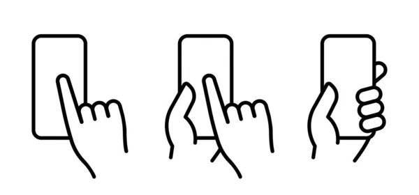 Hand Hålla Smartphone Ikon Set Telefonmall Vektor Eps Isolerad Vit — Stock vektor