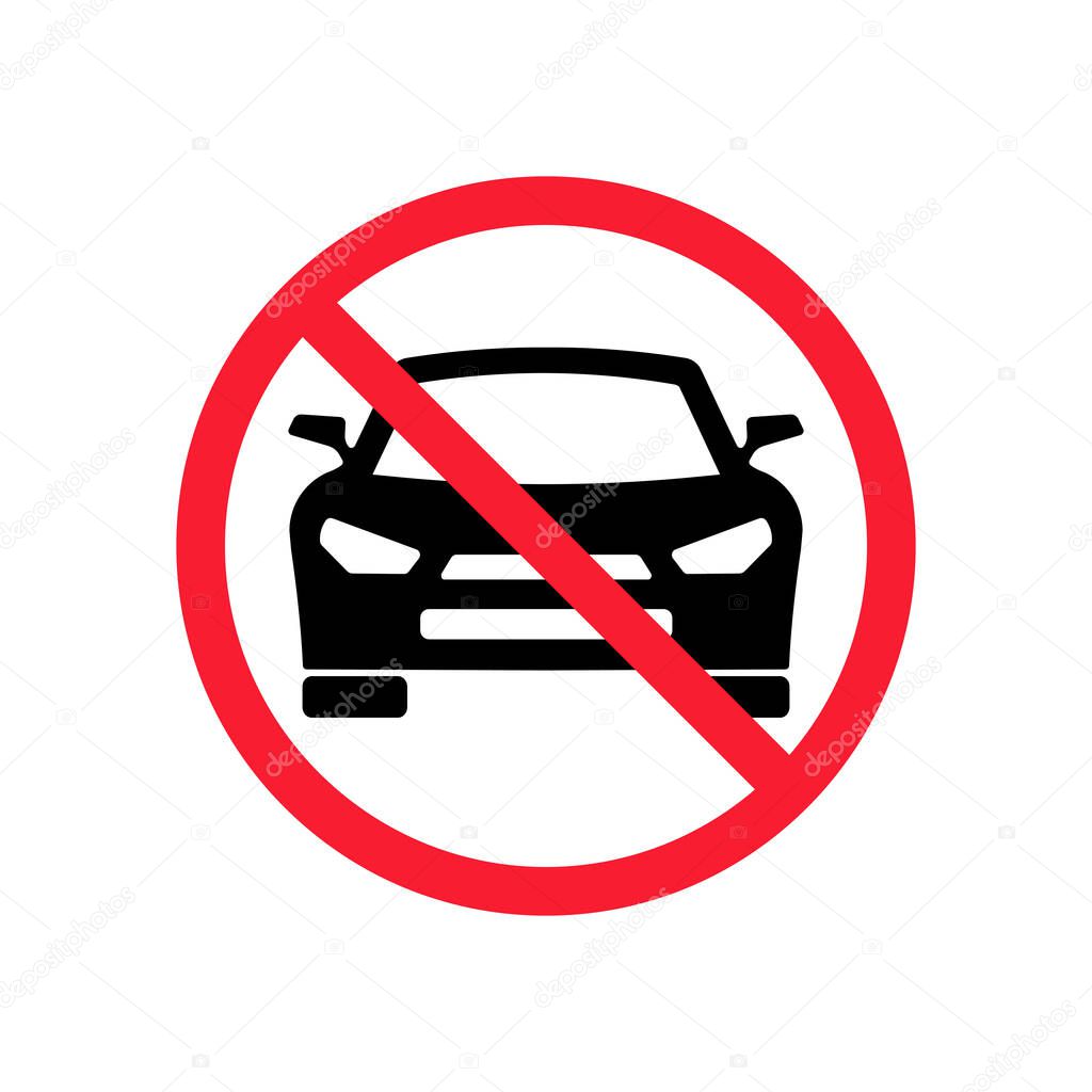 No car sign. Prohibition sign. No parking. Vector on isolated background. EPS 10.
