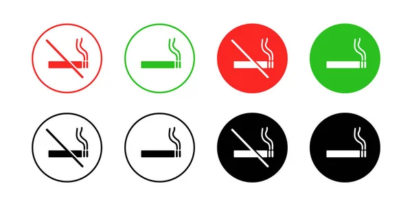 Cigarette Icon Set Smoking Forbidden Sign Place Smoking Sign Vector — Stockvektor