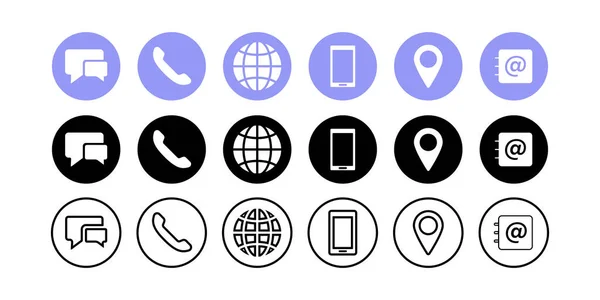 Contact Icon Set Message Phone Web Page Geolocation Email Icon — 图库矢量图片