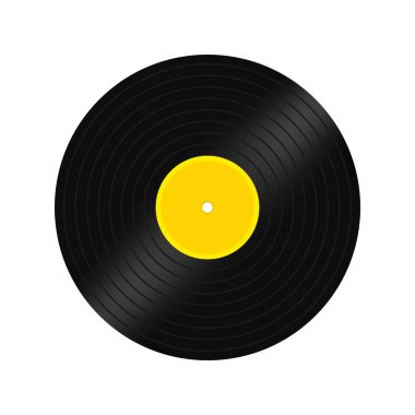 Plastik plaka ikonu. Retro müzik ikonu. Vinil LP Gramofon kayıt şablonu. İzole edilmiş beyaz arkaplanda vektör. EPS 10.