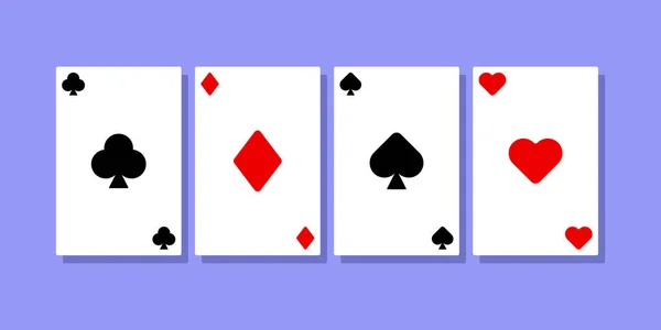 Set Icone Carte Gioco Poker Casinò Vettore Sfondo Bianco Isolato — Vettoriale Stock