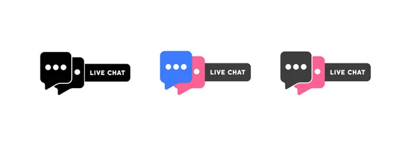 Set Ikon Obrolan Hidup Layanan Dukungan Hotline Chatbot Vektor Pada - Stok Vektor