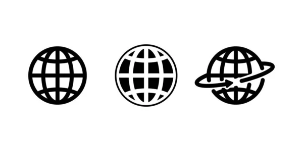 Ensemble Icônes Globe Internet Les Affaires Mondiales Vecteur Sur Fond — Image vectorielle