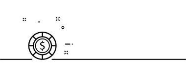 Çip simgesi. Kumarhane kazancı. Oyun için çipler. Betsy. Çizgi tarzı. vektör 10