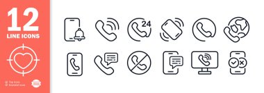 İletişim simgeleri ayarlandı. 7 'ye 24 yardım. Teknik destek. Telefon iletişimi. Hatırlatma. Ara.