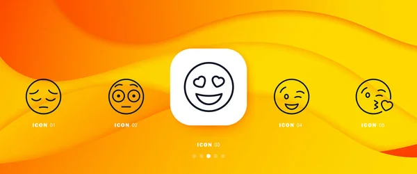 Reaction Emoticons Set Surprise Wink Love Look Shock Sadness Air —  Vetores de Stock