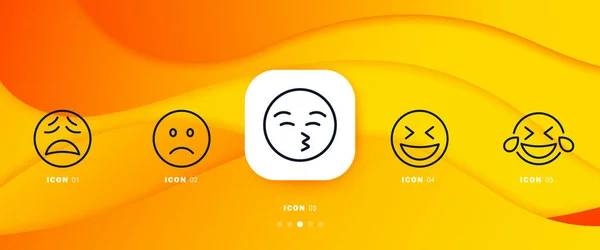 Reaction Emoticons Set Sad Laughter Tears Joy Sadness Kiss Set — Vettoriale Stock