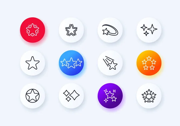 Stars Icons Set Shooting Star Starry Sky Pictogram Neomorphism Style — Stock Vector
