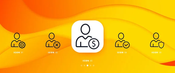 Set Human Icons Completing Tasks Call Worker Worker Completed Task —  Vetores de Stock