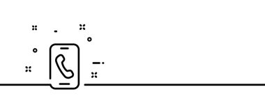 Telefon hattı simgesi. Cep telefonlu akıllı telefon, telefon rehberi. Konsepti ara. Tek sıra halinde. İş ve Reklamcılık için vektör satırı simgesi