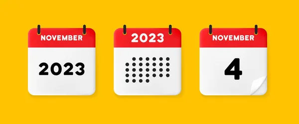 Conjunto Calendário Ícone Calendário Fundo Amarelo Com Quatro Novembro 2022 — Vetor de Stock