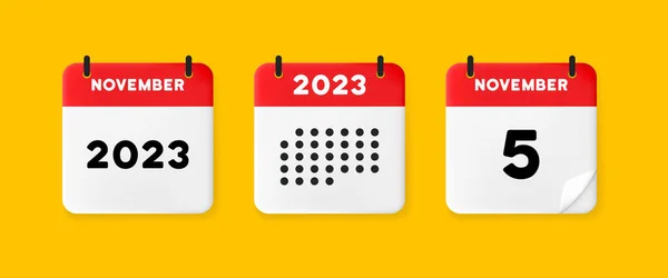 Icono Conjunto Calendario Calendario Fondo Amarillo Con Cinco Noviembre 2022 — Archivo Imágenes Vectoriales