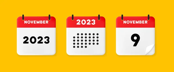 Icône Calendrier Calendrier Sur Fond Jaune Avec Neuf Novembre 2022 — Image vectorielle