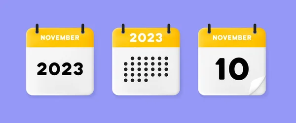 Conjunto Calendário Ícone Calendário Fundo Azul Com Dez Novembro 2022 — Vetor de Stock