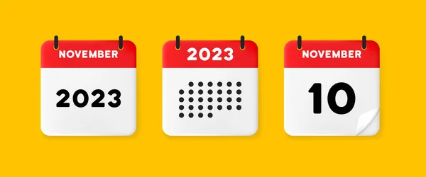 Kalender Inställd Ikon Kalender Gul Bakgrund Med Tio November 2022 — Stock vektor