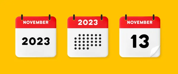 Ikona Zestawu Kalendarza Kalendarz Żółtym Tle Trzynastym Listopadem 2022 Tekst — Wektor stockowy