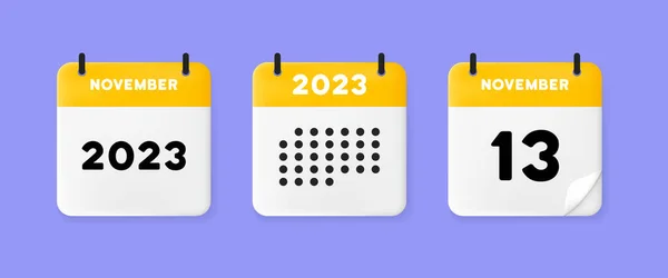 Icona Del Calendario Calendario Sfondo Blu Con Tredici Novembre 2022 — Vettoriale Stock