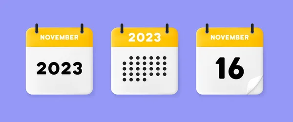 Conjunto Calendário Ícone Calendário Fundo Azul Com Dezesseis Novembro 2022 — Vetor de Stock