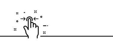 Tıklama çizgisi simgesi. İşaretçi, el hareketi, işaret parmağı, sayfa çevirme, kaydırma, basma, dokunmatik, sensör. Dokunma konsepti. Tek sıra halinde. İş ve Reklamcılık için vektör satırı simgesi