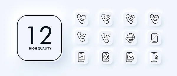 Pictogram Van Handset Geselecteerd Ontvangen Afgewezen Gemiste Oproep Bel Maar — Stockvector