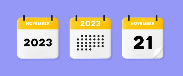 Conjunto Calendário Ícone Calendário Fundo Azul Com Vinte Novembro 2023 — Vetor de Stock