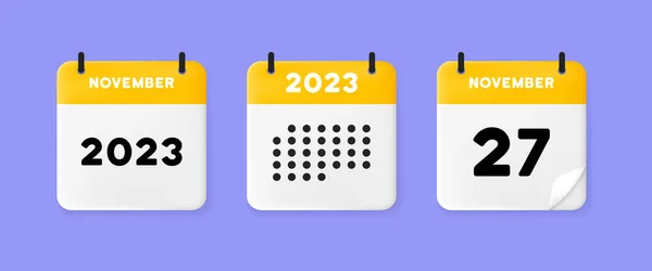 Icono Conjunto Calendario Calendario Fondo Azul Con Veintisiete Noviembre 2023 — Archivo Imágenes Vectoriales