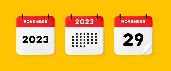 Εικονίδιο Ημερολογίου Ημερολόγιο Κίτρινο Φόντο Είκοσι Εννέα Νοέμβριος 2023 Αριθμός — Διανυσματικό Αρχείο