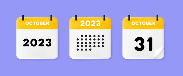 Conjunto Calendário Ícone Calendário Fundo Azul Com Trinta Outubro 2023 — Vetor de Stock