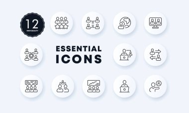 Takım çalışması simgesi. konsept. Neomorfizm tarzı. İş ve Reklamcılık için vektör çizgisi simgesi. İş konsepti. Neomorfizm tarzı. İş ve Reklamcılık için vektör satırı simgesi.