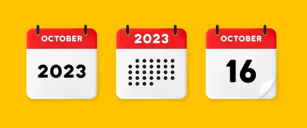 Εικονίδιο Ημερολογίου Ημερολόγιο Κίτρινο Φόντο Δεκαεξαδικό Οκτώβριο 2023 Αριθμητικό Κείμενο — Διανυσματικό Αρχείο