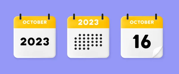 日历设置图标 蓝色背景的日历 10月16日 2023年 16个数字文本 日期管理概念 商业和广告的矢量线图标 — 图库矢量图片