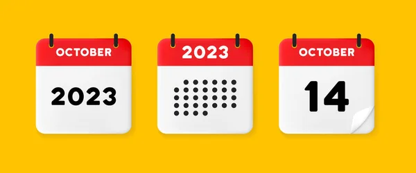 Εικονίδιο Ημερολογίου Ημερολόγιο Κίτρινο Φόντο Δεκατέσσερα Οκτάμπερ 2023 Κείμενο Αριθμούς — Διανυσματικό Αρχείο
