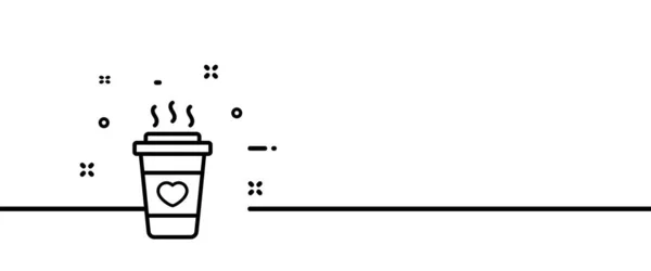 段ボールカップとハートラインのアイコン ホット コーヒー ドリンク リラクゼーション おいしい お気に入りのような 飲料の概念 1つのラインスタイル ビジネスと広告のベクトルラインアイコン — ストックベクタ