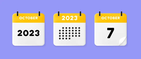 日历设置图标 蓝色背景的日历 有7个10月 2023 7个数字文本 日期管理概念 商业和广告的矢量线图标 — 图库矢量图片