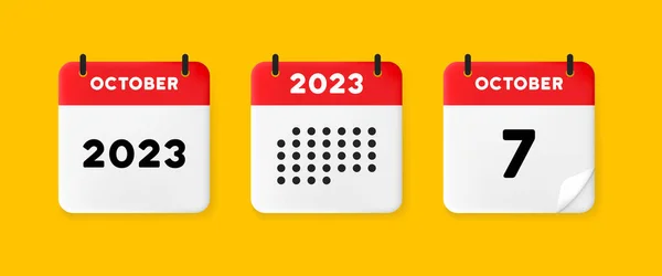 日历设置图标 黄底日历 有7个10月 2023 7个数字文字 日期管理概念 商业和广告的矢量线图标 — 图库矢量图片