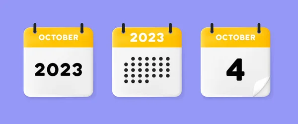 Icono Conjunto Calendario Calendario Fondo Azul Con Cuatro Octubre 2023 — Archivo Imágenes Vectoriales