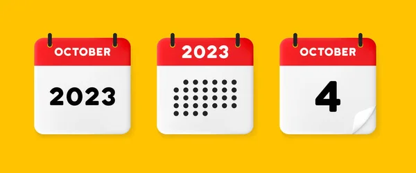 Conjunto Calendário Ícone Calendário Fundo Amarelo Com Quatro Outubro 2023 —  Vetores de Stock