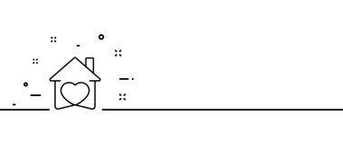 Kalp çizgisi simgesi olan bir ev. Ev hayatı, destek, aşk, dostça bir ortam anlayış, aile, ilişkiler. Toplum konsepti Bir satır. İş ve Reklamcılık için vektör satırı simgesi.