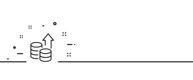 Oklu bozuk para yığını. Gelir, sermaye, kâr, kişisel büyüme, pazarlama, harcamalar, muhasebe, para, maaş. Dolar konsepti. Tek sıra halinde. İş ve Reklamcılık için vektör satırı simgesi