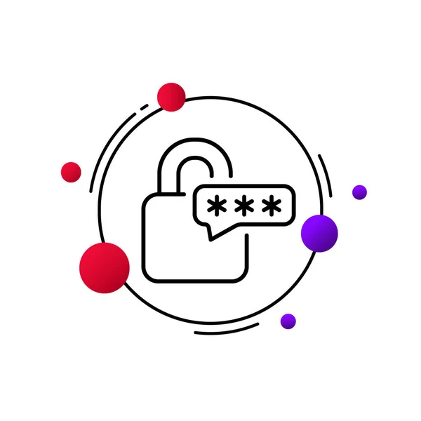 用密码行图标锁定 隐私防病毒 黑客保护 个人数据 私人信息 安全别针代码 安全系统概念 商业和广告的矢量线图标 — 图库矢量图片