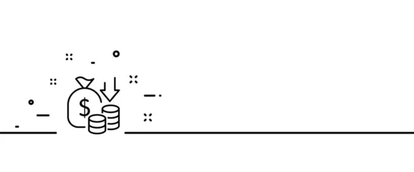 Dolar Işaretli Para Çantası Aşağı Çizgisi Simgesi Ödeme Para Gider — Stok Vektör