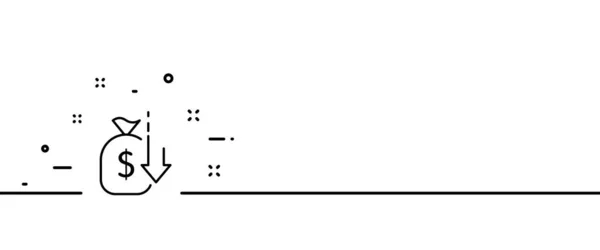 Sacchetto Denaro Con Simbolo Dollaro Giù Freccia Linea Icona Valuta — Vettoriale Stock