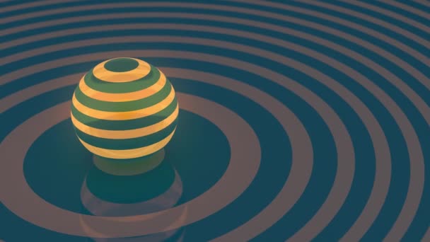 Seamless Loop Background Striped Glowing Sphere — Stock Video