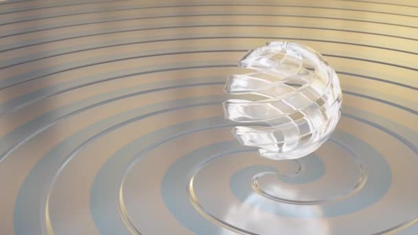 Abstrakcyjne Tło Szklaną Kulą Spiralną Płynna Pętla — Wideo stockowe